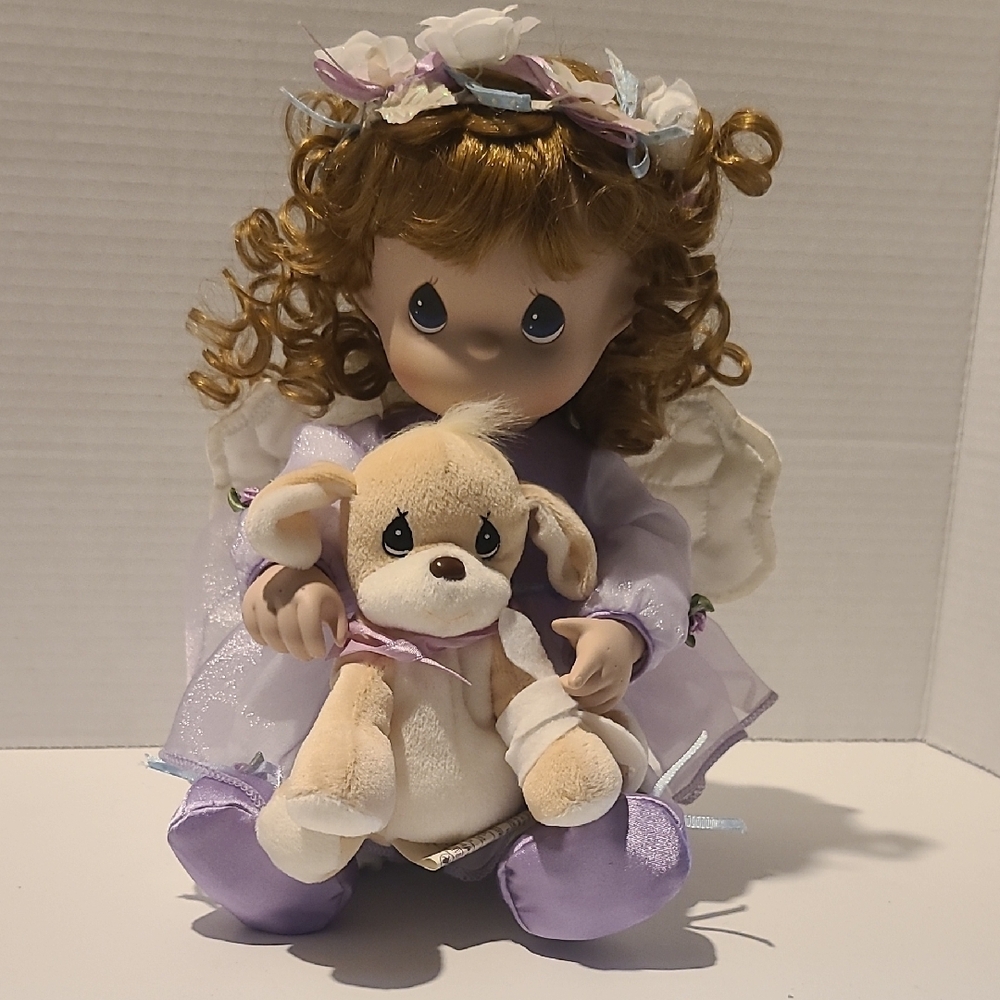 Precious Moments Porcelain Angel Doll with Puppy